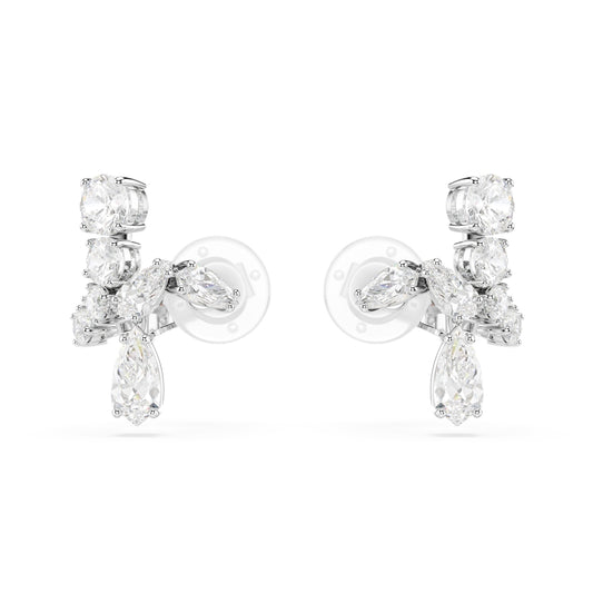 Swarovski Matrix Rhodium Plated Mixed Cuts White Clip On Earrings