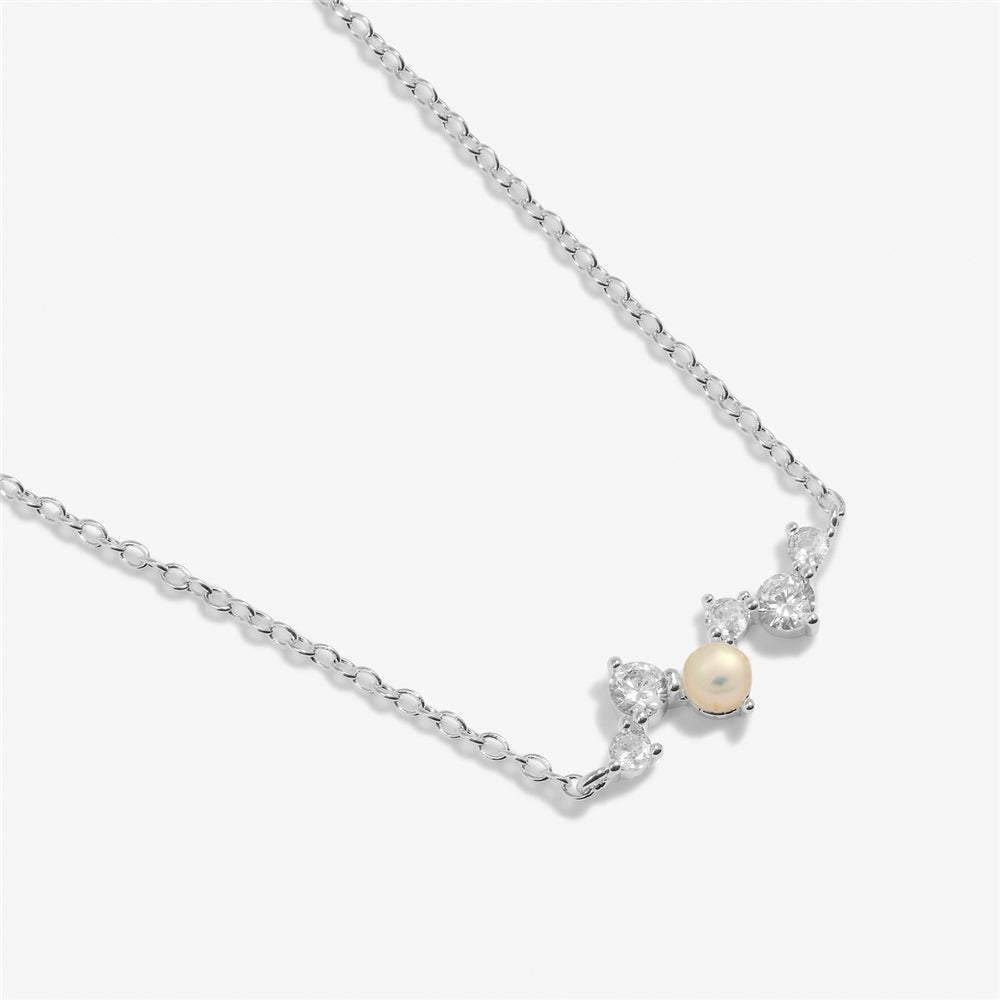 Joma Silver Halo Pearl Cubic Zirconia & Pearl Cluster Necklace