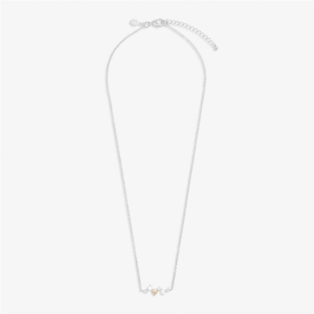 Joma Silver Halo Pearl Cubic Zirconia & Pearl Cluster Necklace