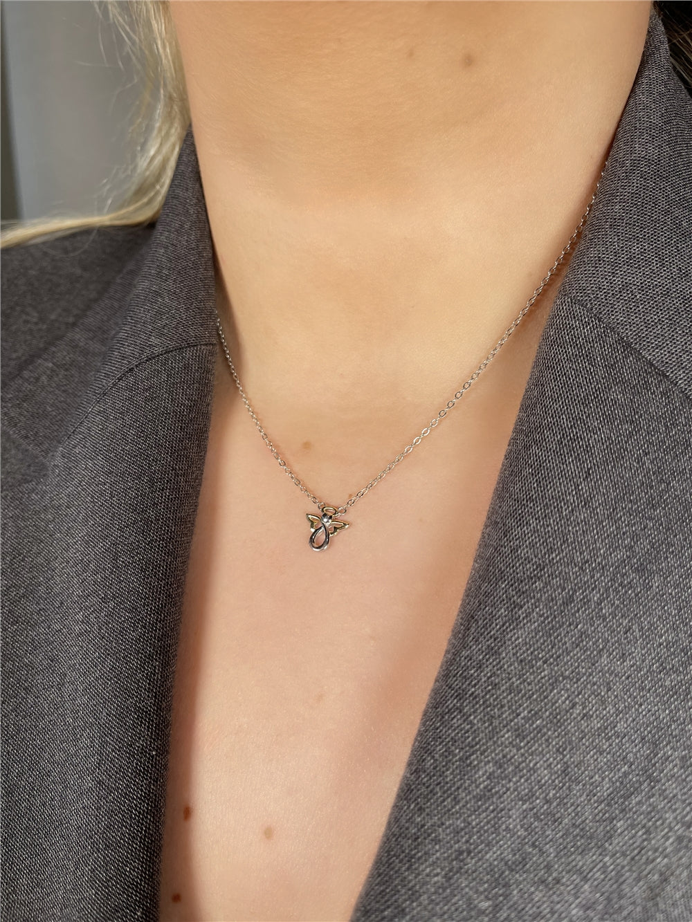 Argento Silver Two Tone Angel Necklace