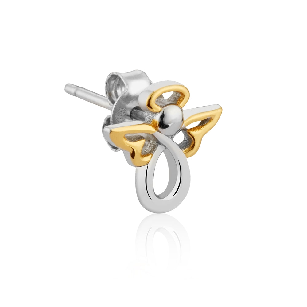 Argento Silver Two Tone Angel Stud Earrings