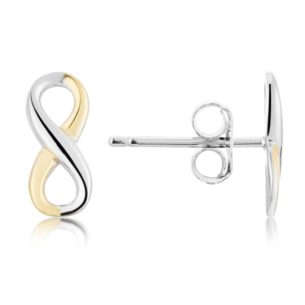 Argento Silver Two Tone Infinity Studs