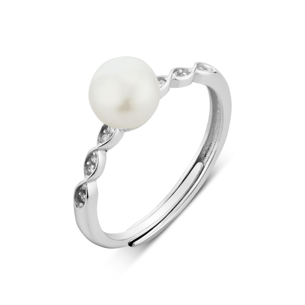 Argento Silver Crystal Pearl Ring