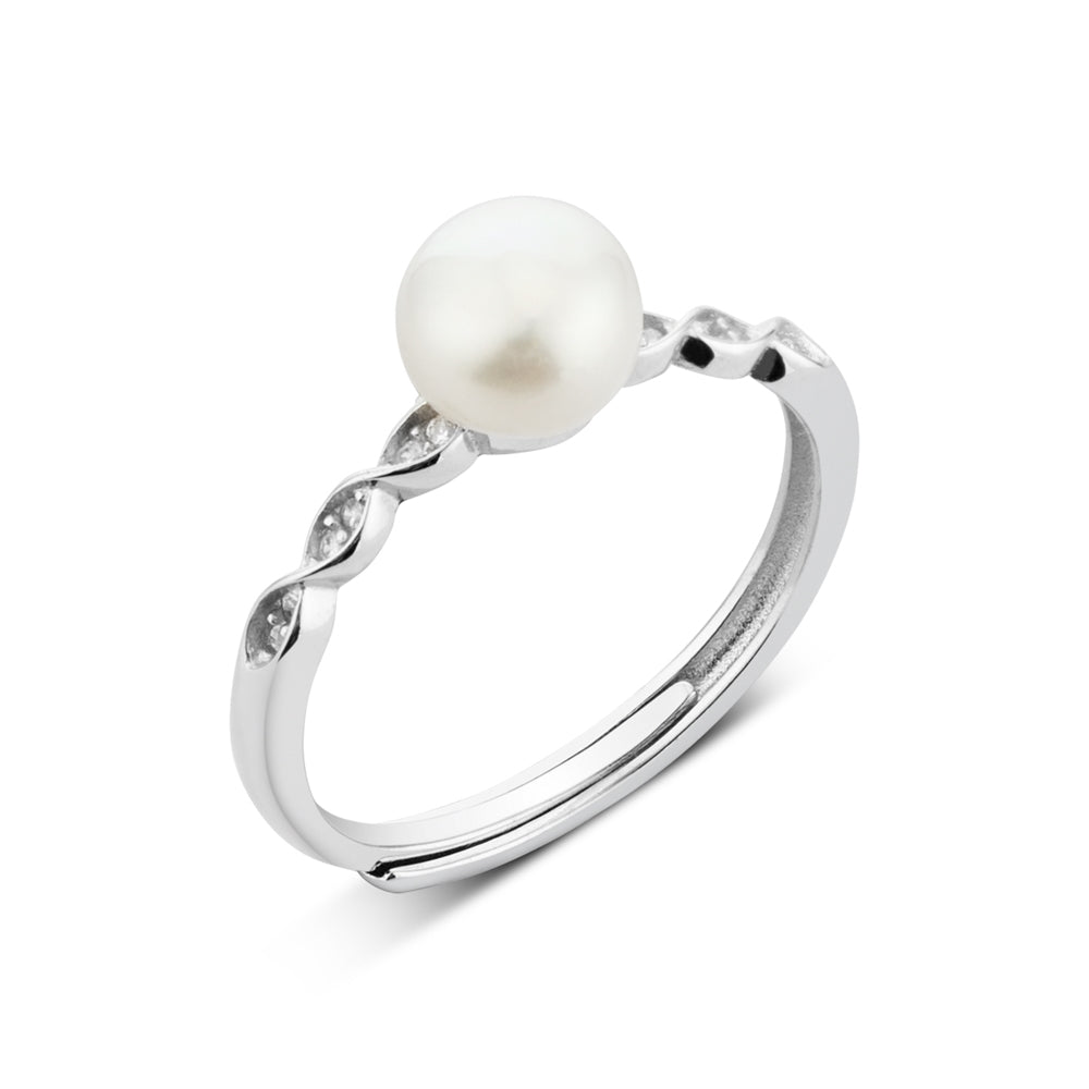 Argento Silver Crystal Pearl Ring