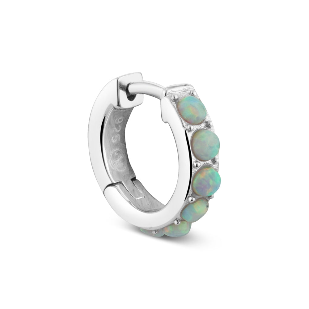 Argento Silver Opal Hoop Earrings