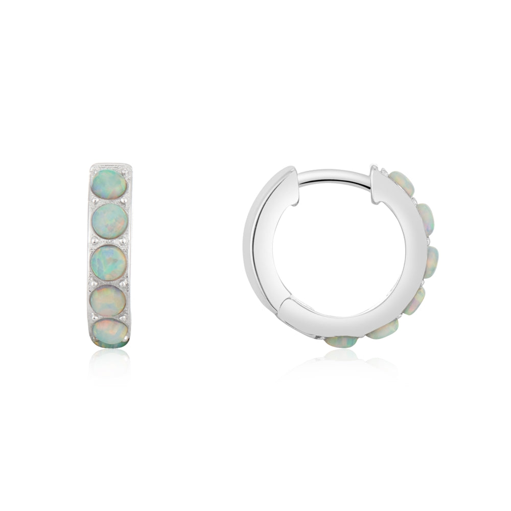 Argento Silver Opal Hoop Earrings