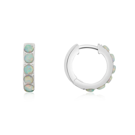 Argento Silver Opal Hoop Earrings