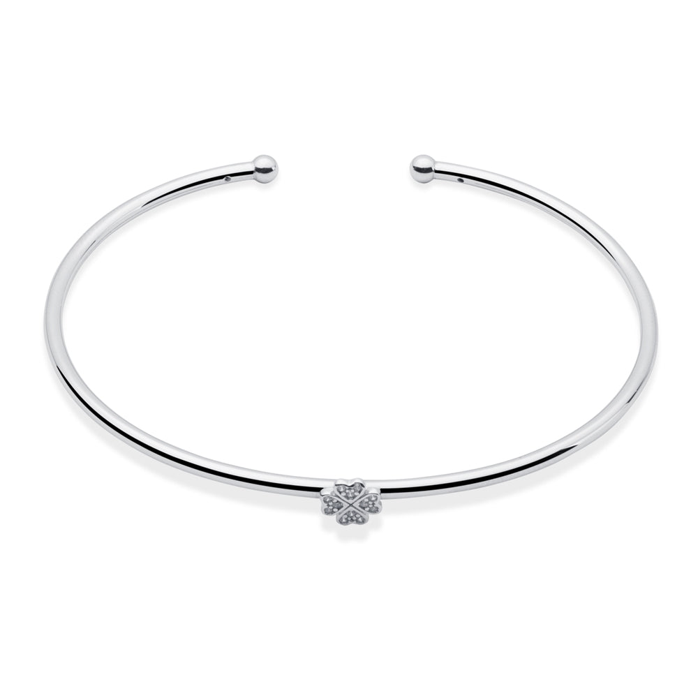 Argento Silver Pavé Clover Bangle