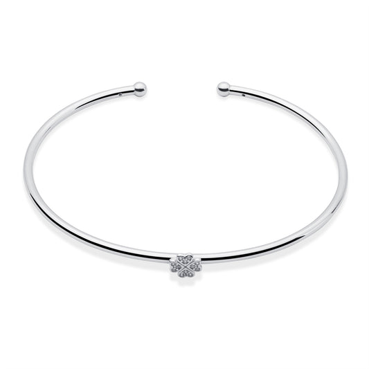 Argento Silver Pavé Clover Bangle