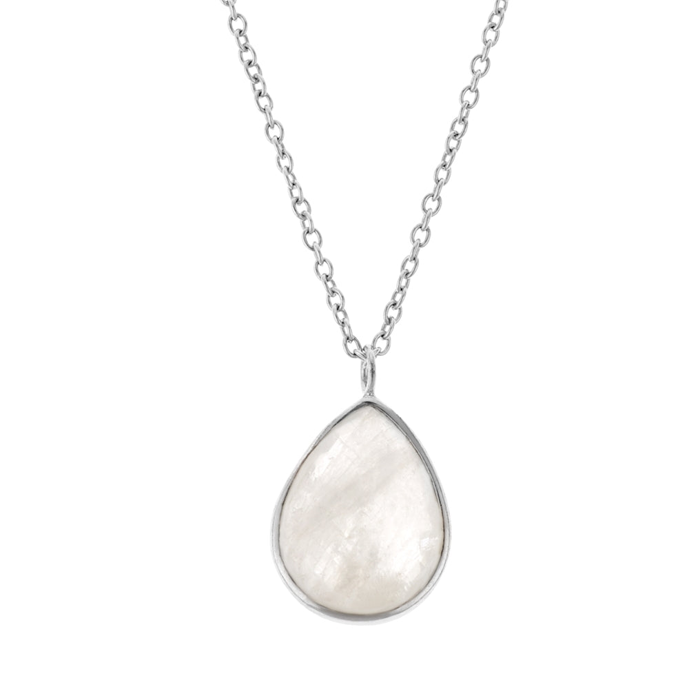 Argento Silver Pear Drop Gemstone Necklace