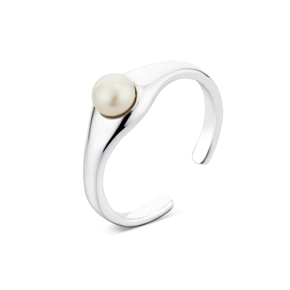 Argento Silver Raised Pearl Open Ring