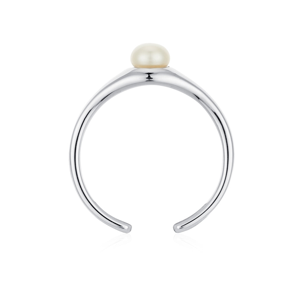 Argento Silver Raised Pearl Open Ring