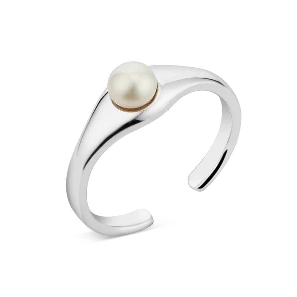 Argento Silver Raised Pearl Open Ring