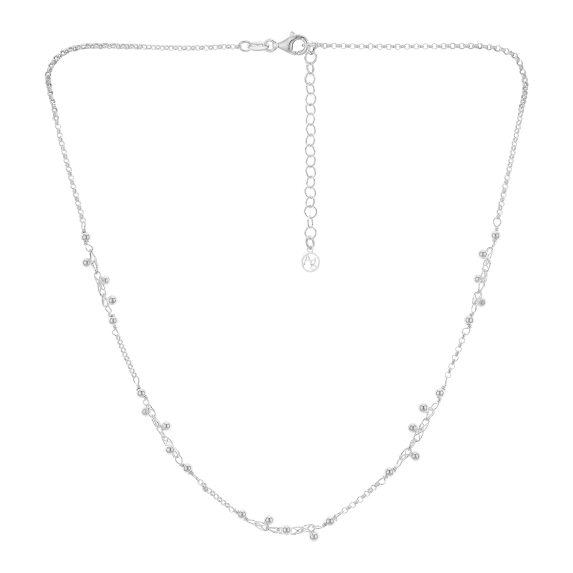 Argento Silver Cluster Ball Chain Necklace