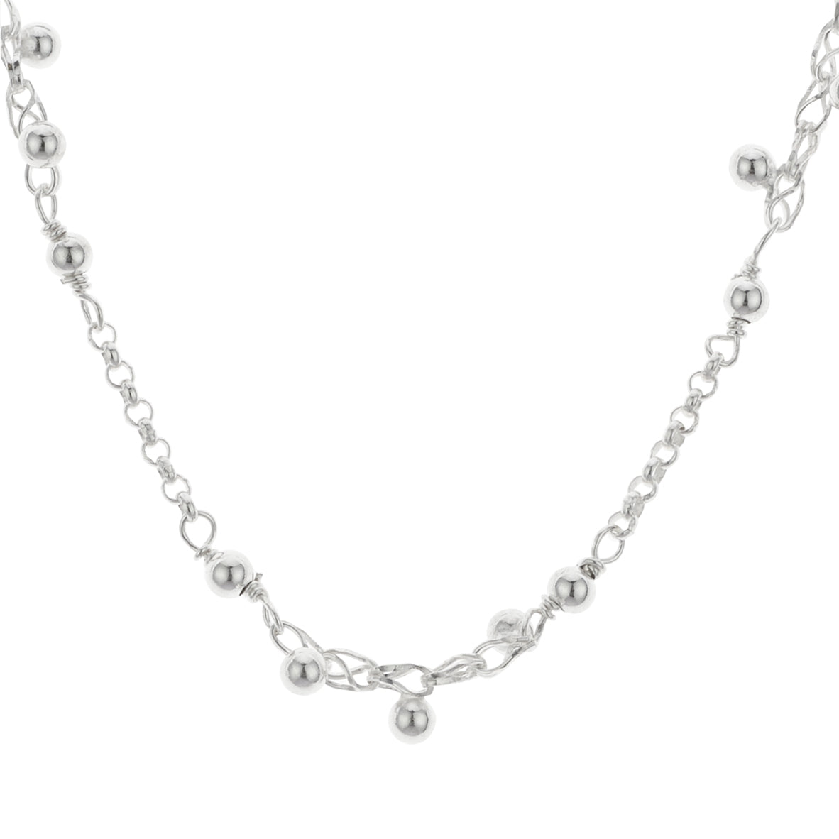 Argento Silver Cluster Ball Chain Necklace