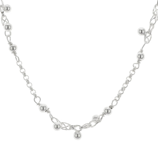 Argento Silver Cluster Ball Chain Necklace
