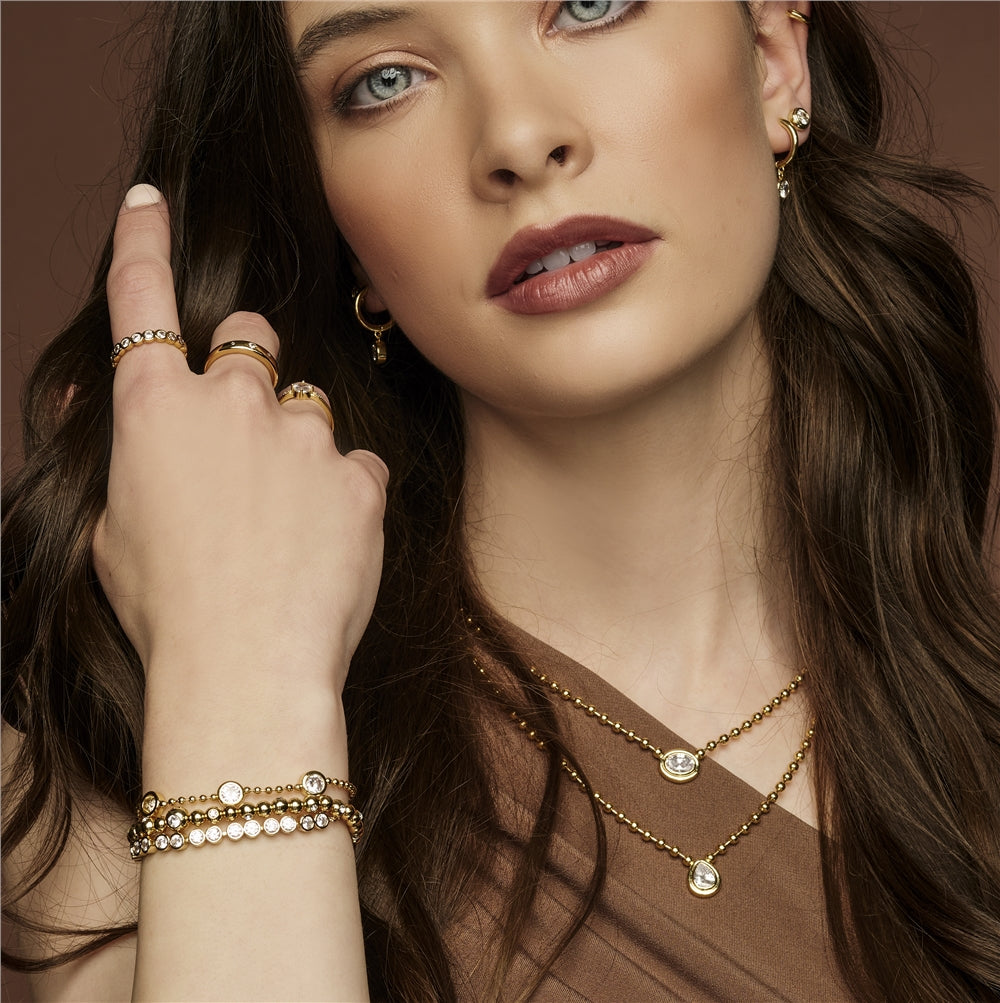 August Woods Gold Crystal Beaded Stretch Bracelet