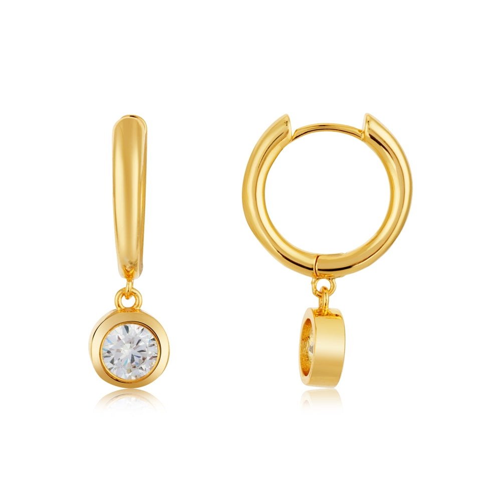 August Woods Gold Crystal Bezel Hoop Earrings