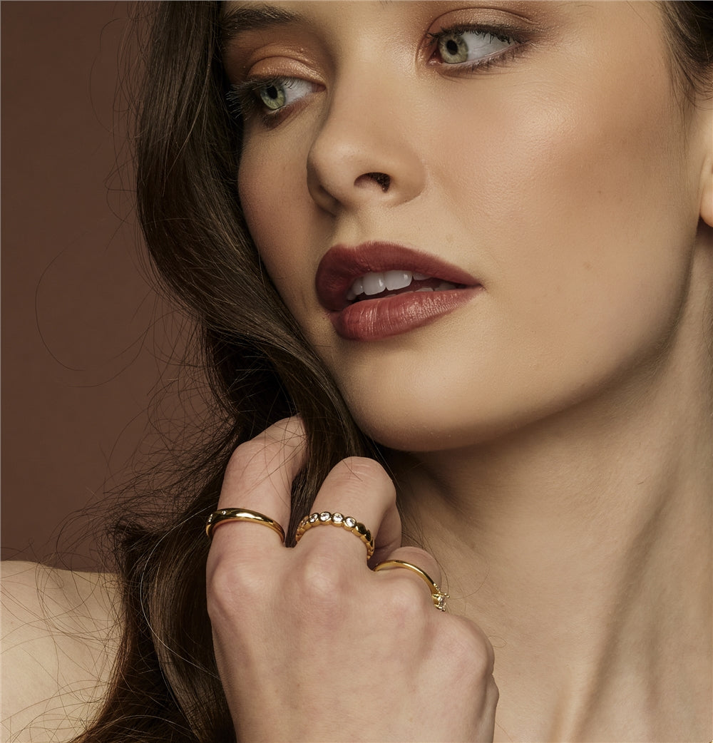 August Woods Gold Crystal Bezel Adjustable Ring