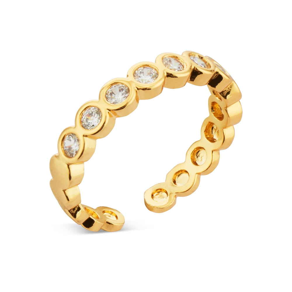 August Woods Gold Crystal Bezel Adjustable Ring