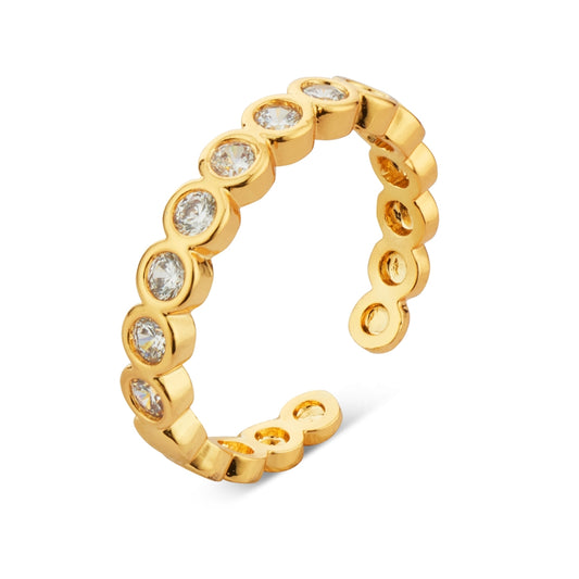 August Woods Gold Crystal Bezel Adjustable Ring