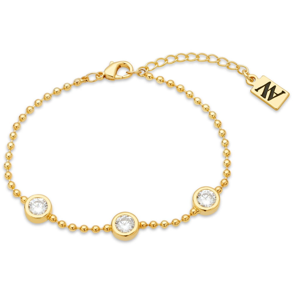August Woods Gold Crystal Bezel Bead Chain Bracelet