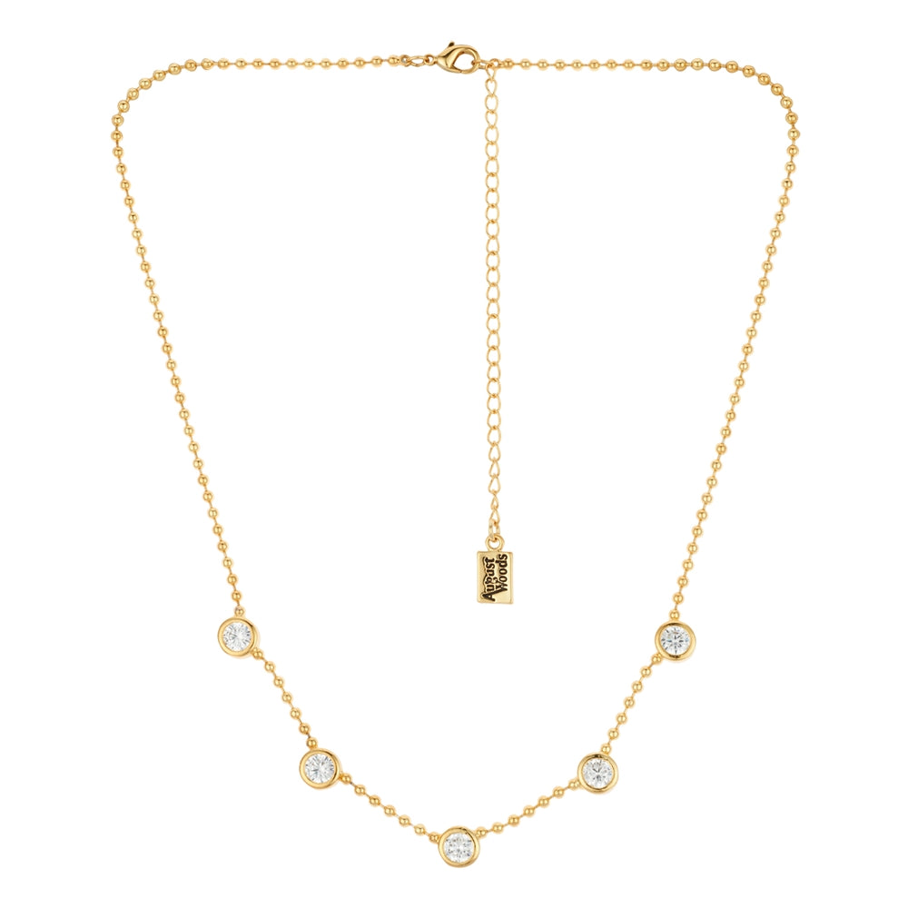 August Woods Gold Crystal Bezel Beaded Chain Necklace