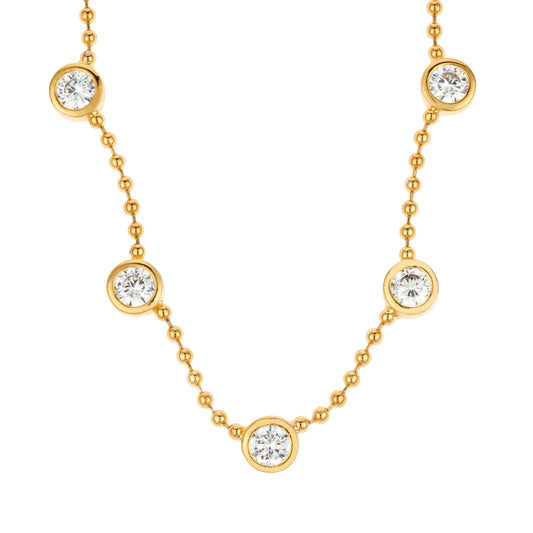 August Woods Gold Crystal Bezel Beaded Chain Necklace