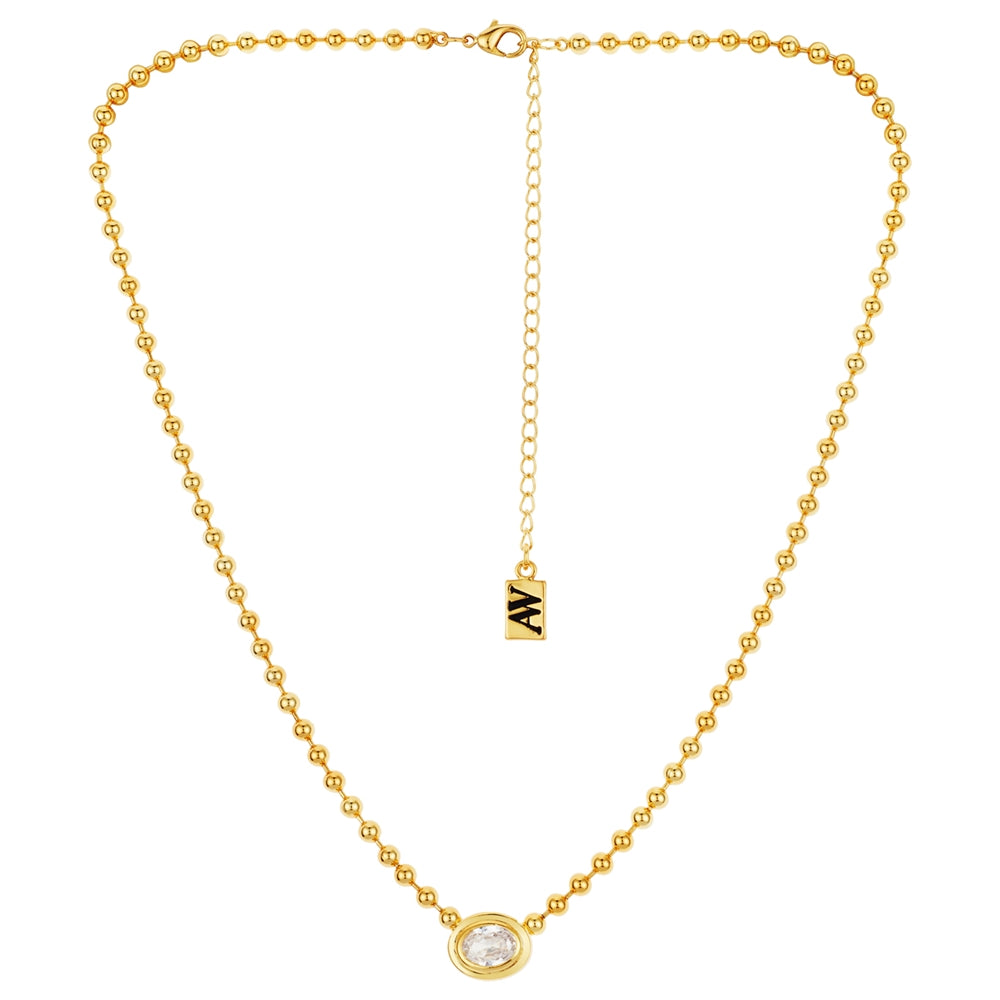 August Woods Gold Crystal Oval Beaded Necklace