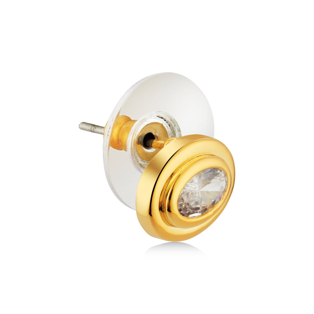 August Woods Gold Crystal Oval Stud Earrings