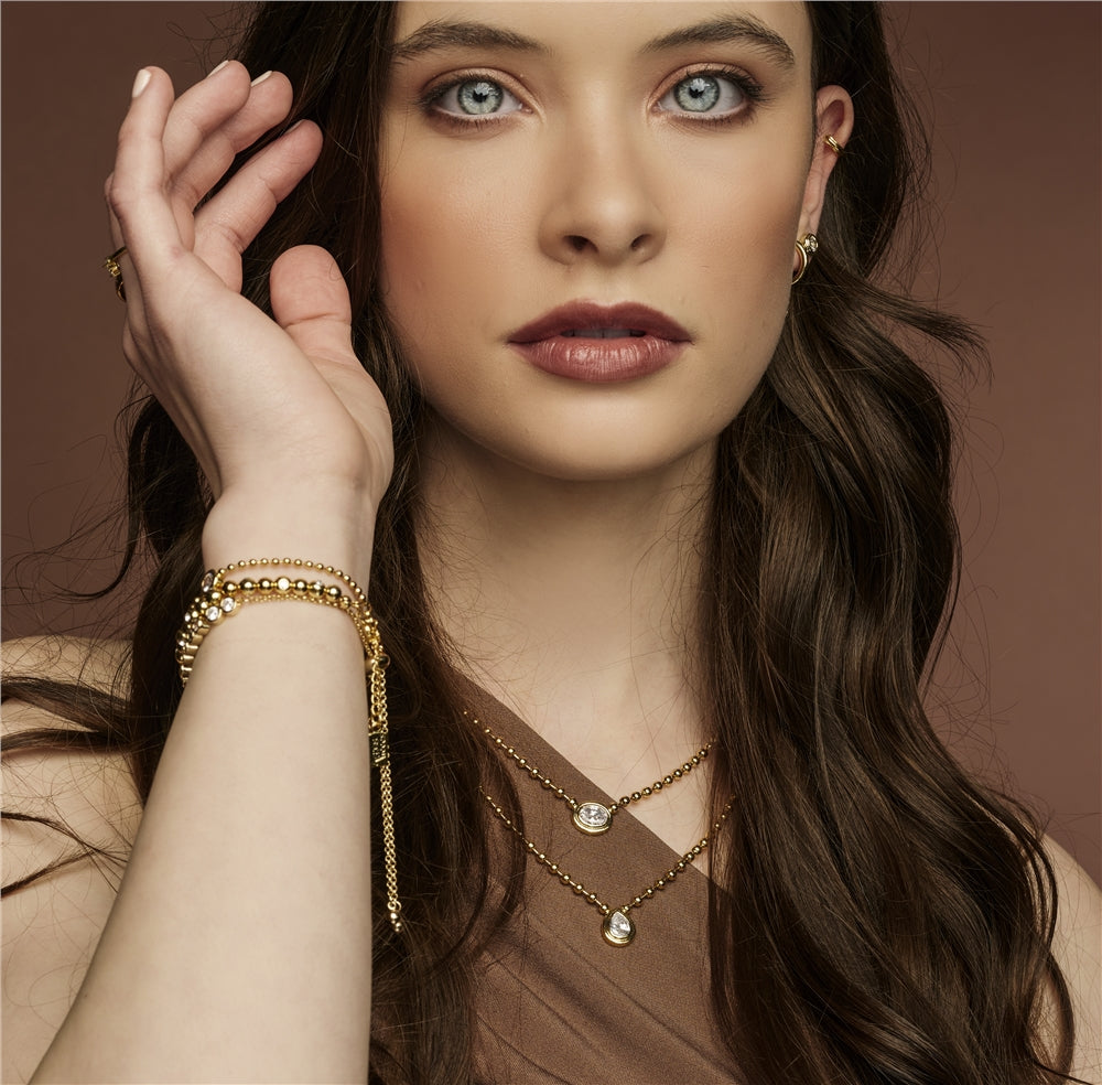 August Woods Gold Crystal Teardrop Beaded Necklace