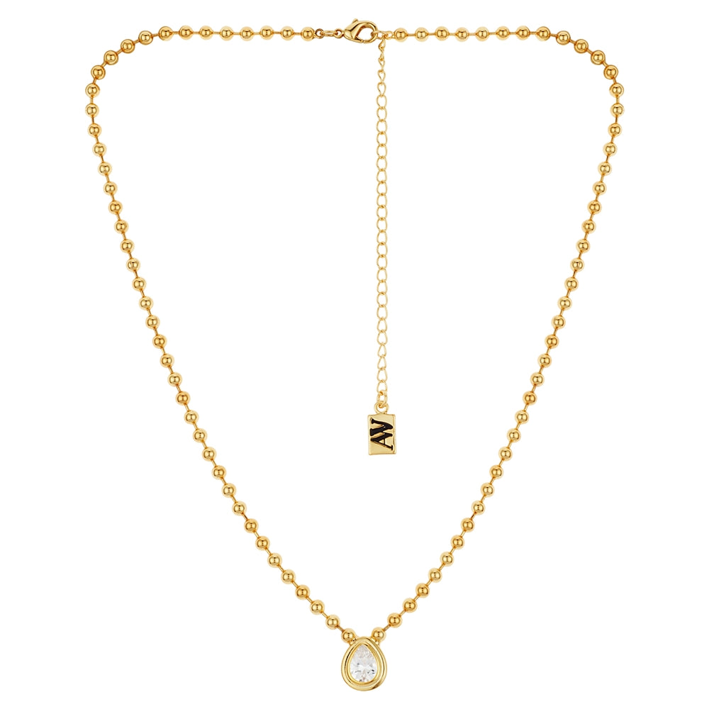 August Woods Gold Crystal Teardrop Beaded Necklace
