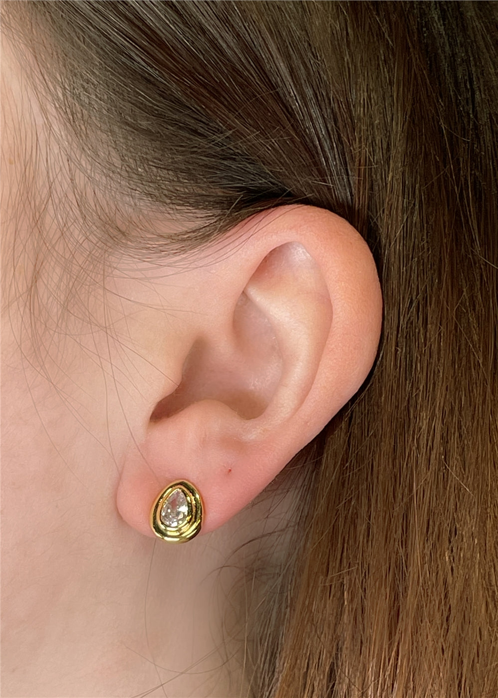 August Woods Gold Crystal Teardrop Stud Earrings