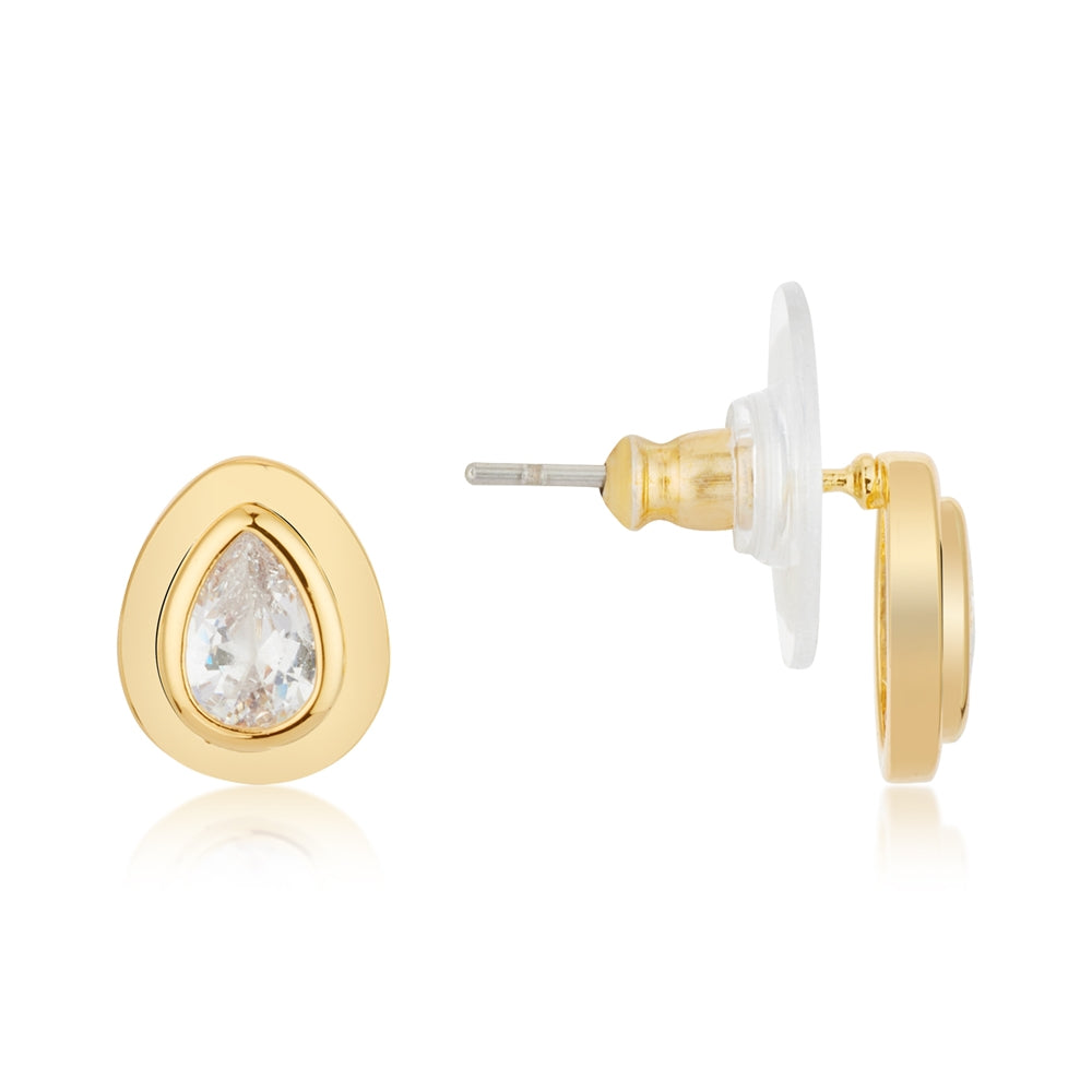 August Woods Gold Crystal Teardrop Stud Earrings