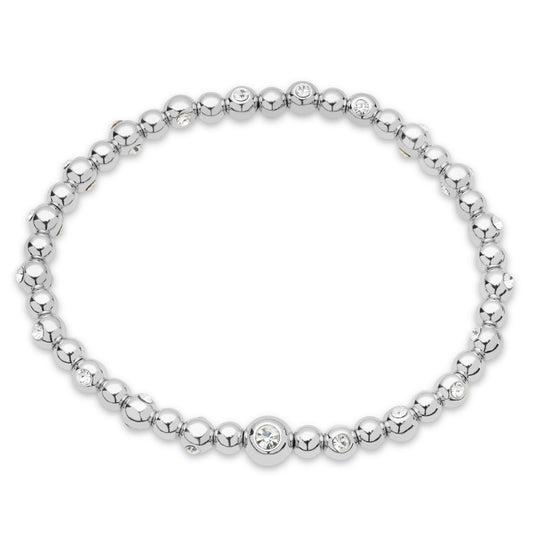 August Woods Silver Crystal Beaded Stretch Bracelet