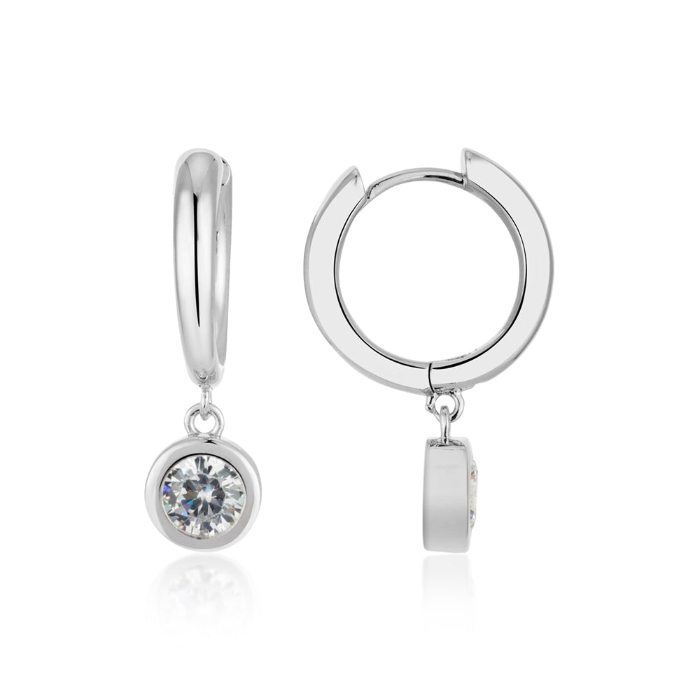 August Woods Silver Crystal Bezel Hoop Earrings