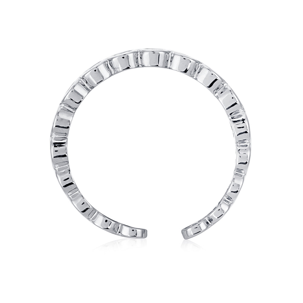 August Woods Silver Crystal Bezel Adjustable Ring