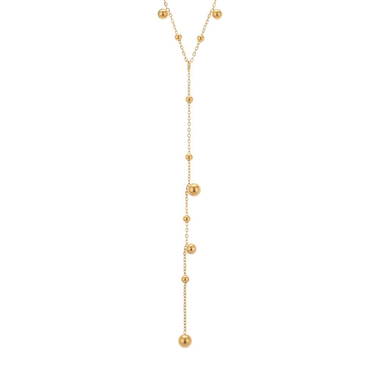 August Woods Gold Beaded Y Chain Statement Necklace
