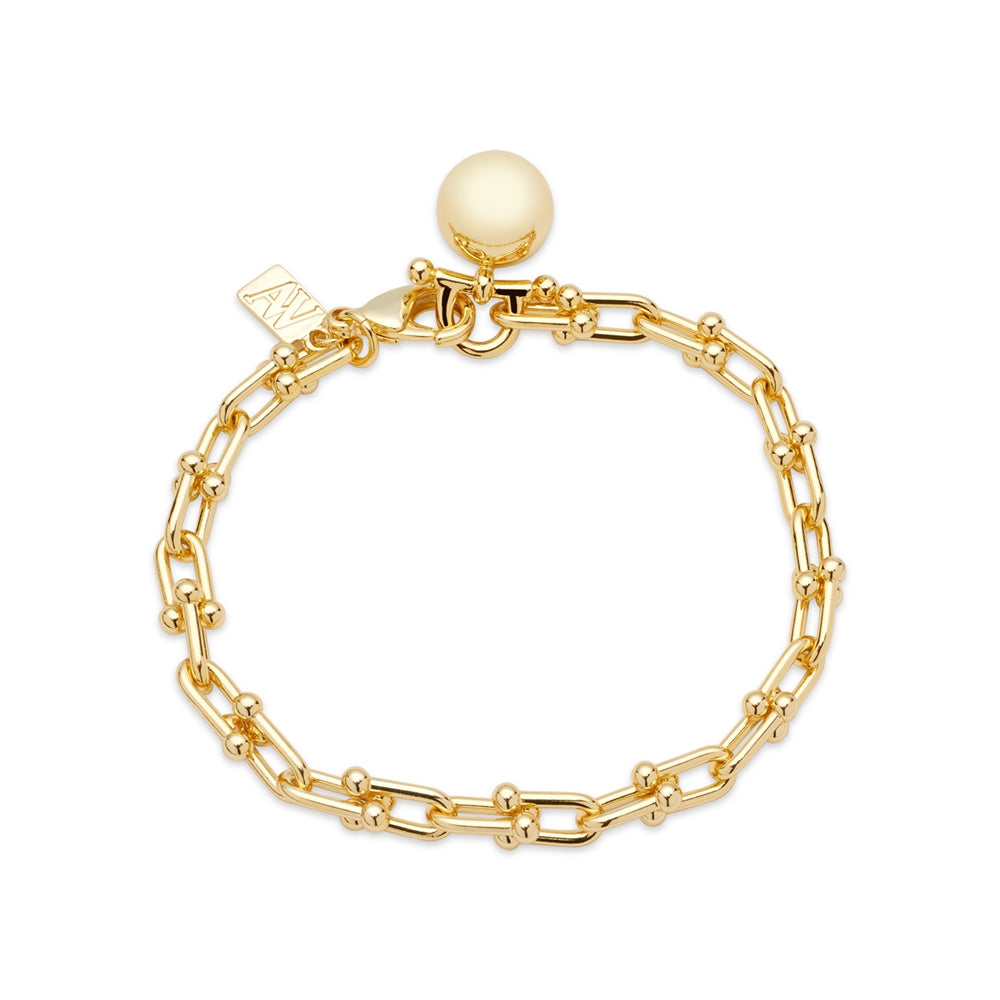 August Woods Gold Horseshoe Chain Ball Bracelet