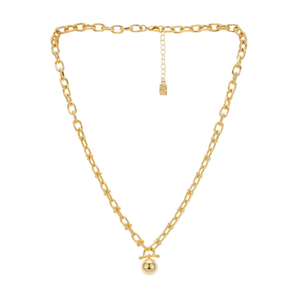 August Woods Gold Horseshoe Link Ball Statement Necklace