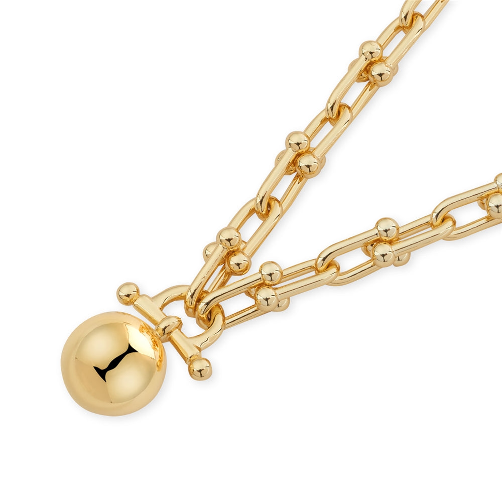 August Woods Gold Horseshoe Link Ball Statement Necklace