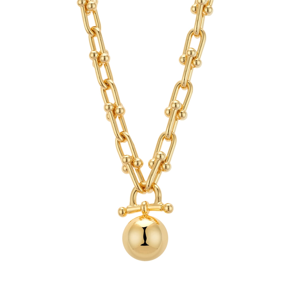 August Woods Gold Horseshoe Link Ball Statement Necklace