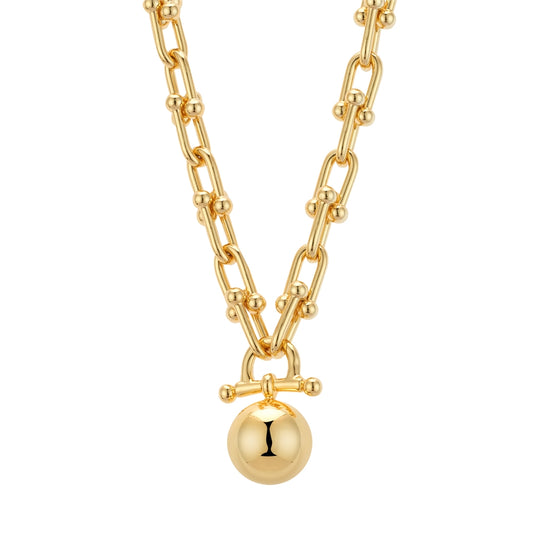 August Woods Gold Horseshoe Link Ball Statement Necklace