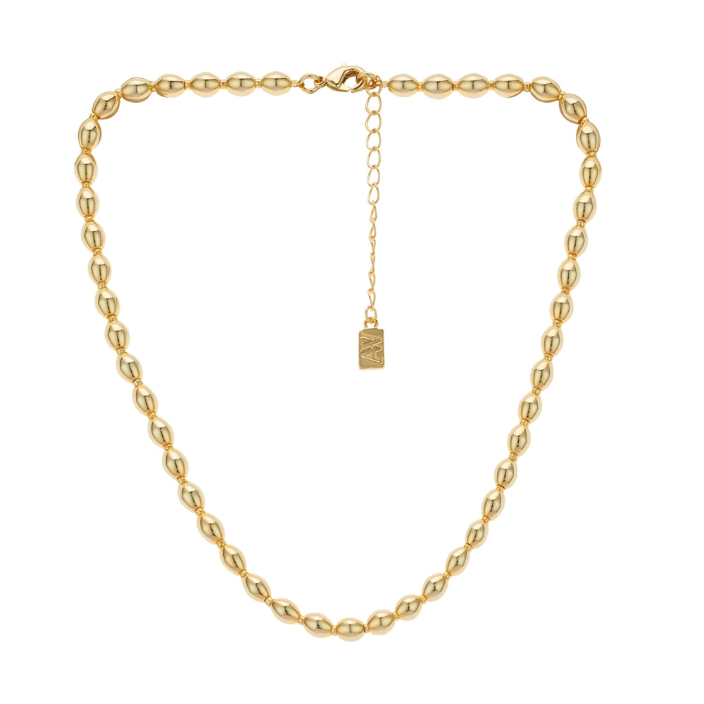 August Woods Gold Oval Beaded Necklace