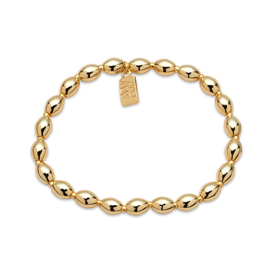 August Woods Gold Oval Beaded Stretch Bracelet