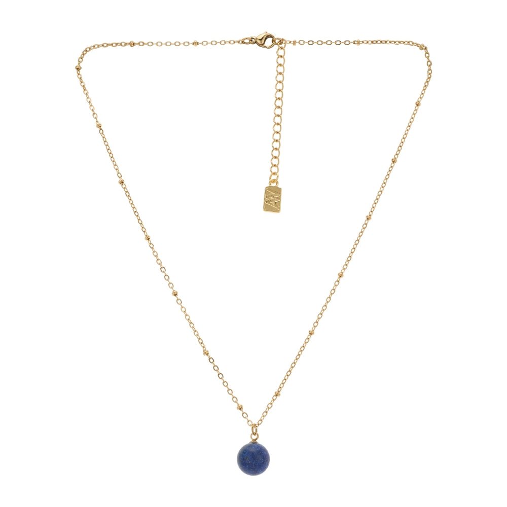 August Woods Gold Semi Precious Blue Necklace