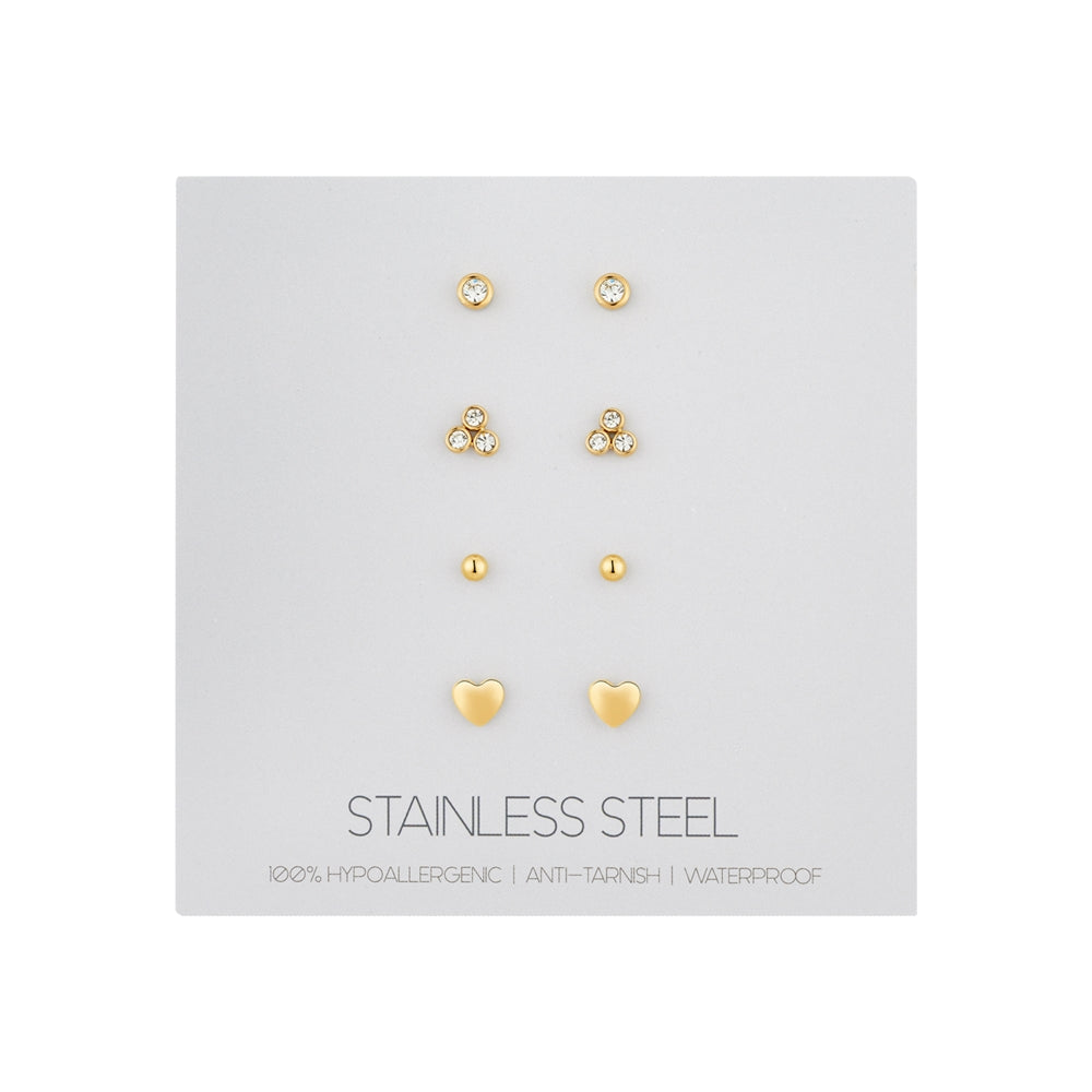 Over & Over Gold Stainless Steel Earring 4 Pack