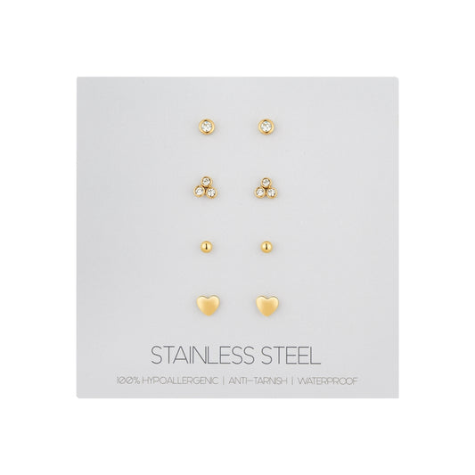 Over & Over Gold Stainless Steel Earring 4 Pack