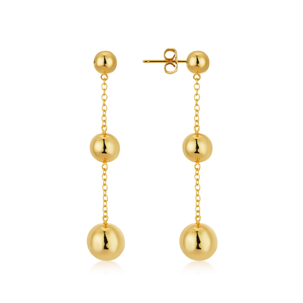 August Woods Gold Triple Beaded Drop Earrings