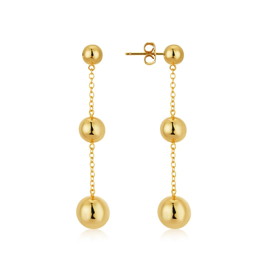 August Woods Gold Triple Beaded Drop Earrings
